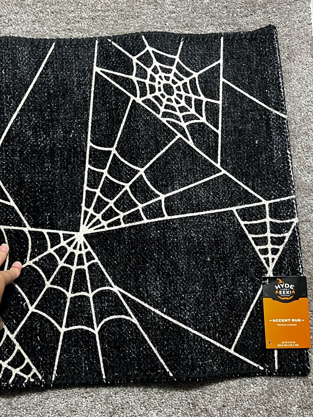 Hyde & EEK Black Spider Web Rug Mat accent 20X34 new